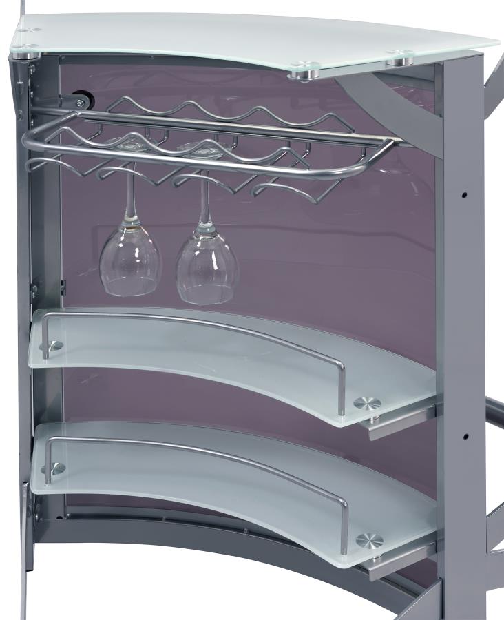 Dallas - Dallas 2-shelf Bar Unit Silver and Frosted Glass