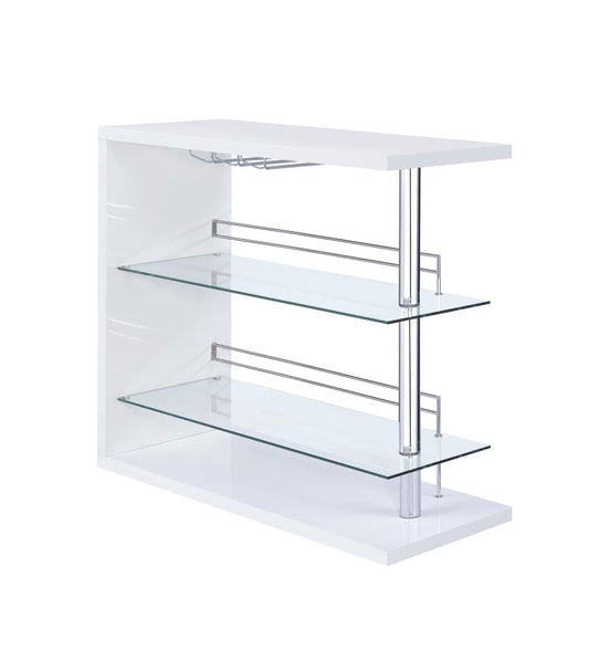 Prescott - Prescott Rectangular 2-shelf Bar Unit Glossy White