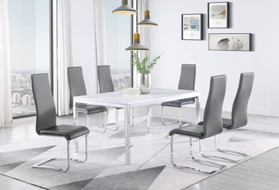 Montclair - Montclair Upholstered High Back Side Chairs Grey and Chrome (Set of 4)