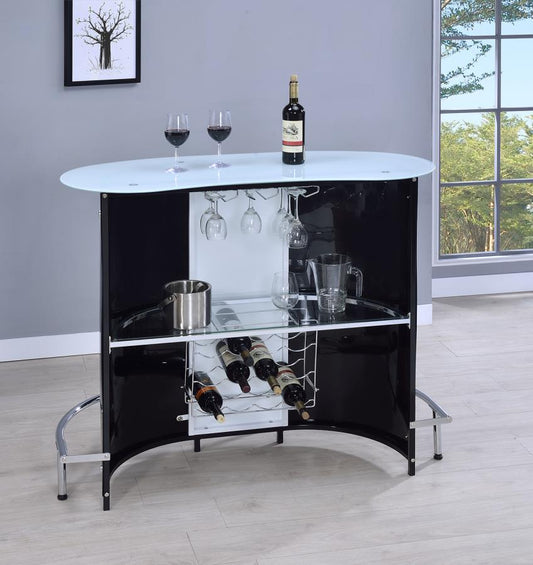Lacewing - Lacewing 1-shelf Bar Unit Glossy Black and White