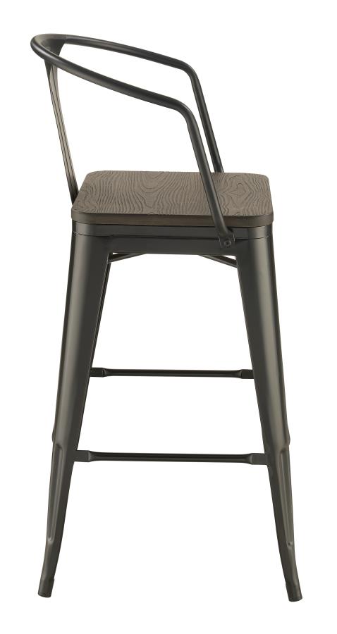 Geneva - Geneva Wooden Seat Bar Stools Dark Elm and Matte Black (Set of 2)