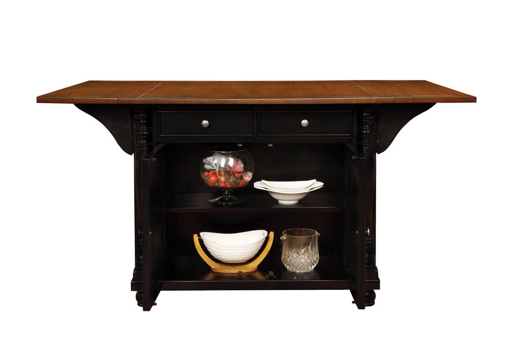 Slater - Slater 2-drawer Kitchen Island with Drop Leaves Brown and Black