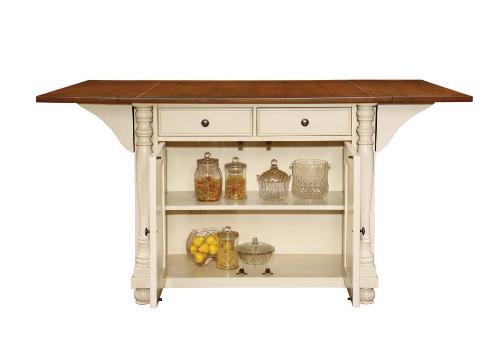 Slater - Slater 2-drawer Kitchen Island with Drop Leaves Brown and Buttermilk