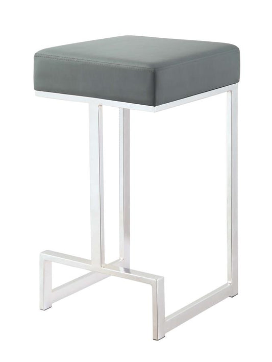 Gervase - Gervase Square Counter Height Stool Grey and Chrome