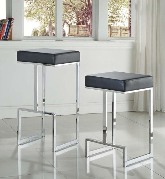 Gervase - Gervase Square Counter Height Stool Black and Chrome