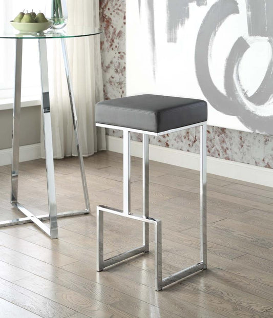 Gervase - Gervase Square Bar Stool Grey and Chrome