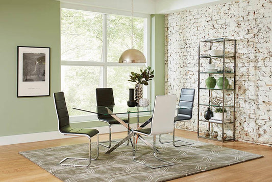 Carmelo - Carmelo X-shaped Dining Table Chrome and Clear