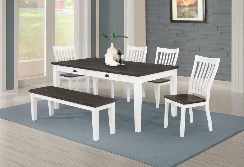 Kingman - Kingman 6-piece Rectangular Dining Set Espresso and White