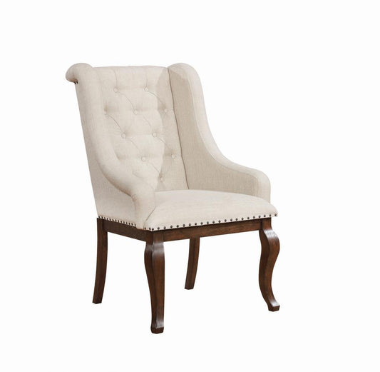 Brockway - Brockway Cove Tufted Arm Chairs Cream and Antique Java (Set of 2)