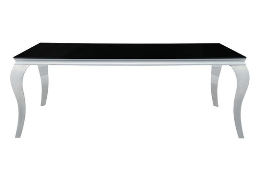 Carone - Carone Rectangular Glass Top Dining Table Black and Chrome