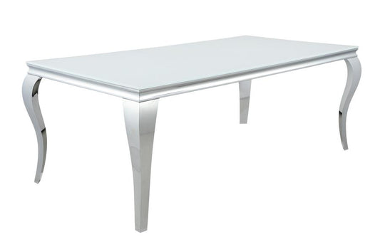Carone - Carone Rectangular Glass Top Dining Table White and Chrome