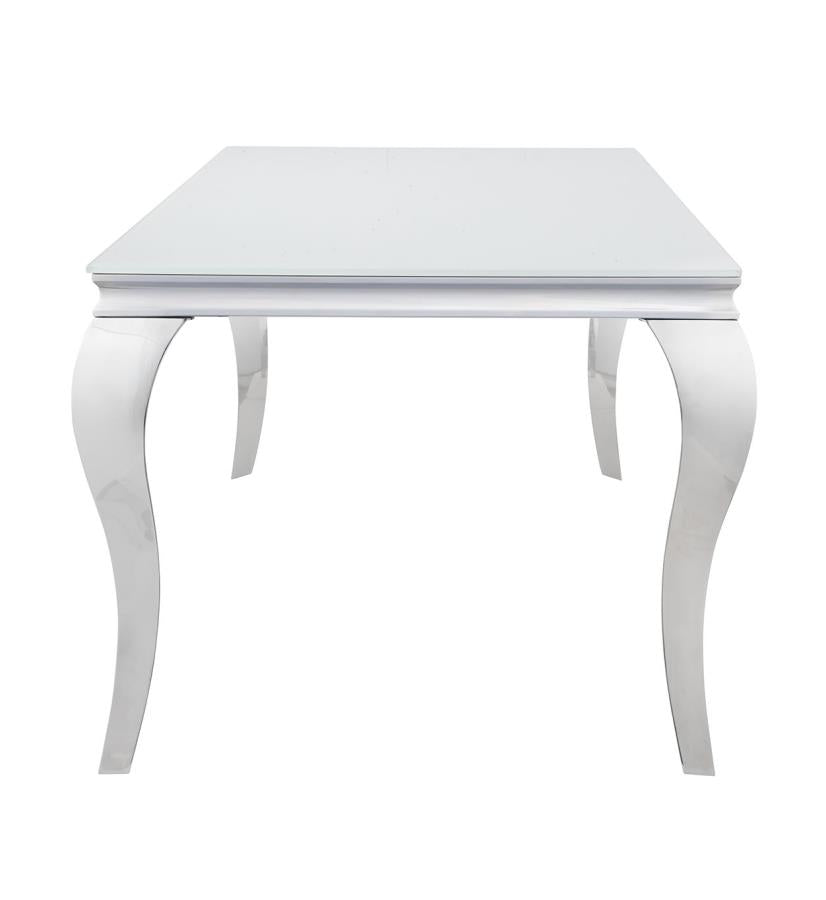 Carone - Carone Glass Top Dining Table White and Chrome
