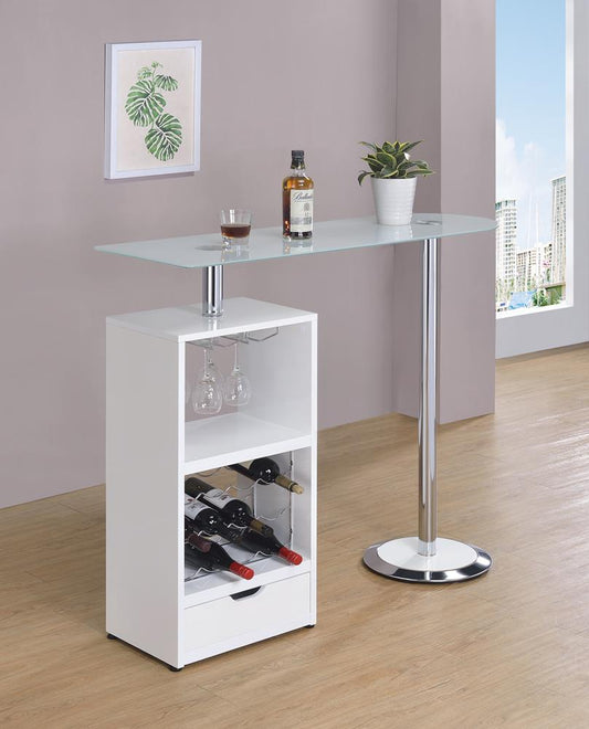 Koufax - Koufax 1-drawer Bar Table Glossy White
