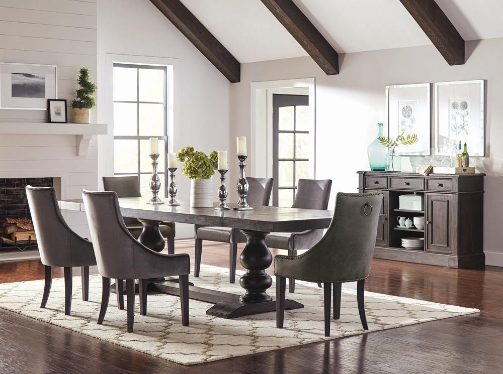 Mindy - Mindy Upholstered Demi Wing Chairs Grey (Set of 2)