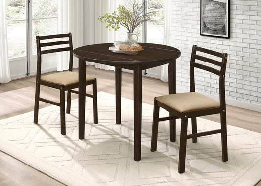 Bucknell - Bucknell 3-piece Dining Set with Drop Leaf Cappuccino and Tan