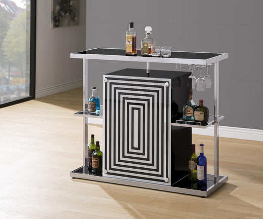 Zinnia - Zinnia 2-tier Bar Unit Glossy Black and White