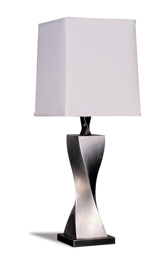 Keene - Keene Square Shade Table Lamps White and Antique Silver (Set of 2)