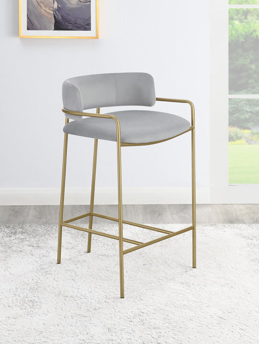 Comstock - Comstock Upholstered Low Back Stool Grey and Gold