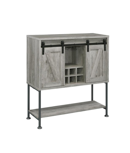 Claremont - Claremont Sliding Door Bar Cabinet with Lower Shelf Grey Driftwood