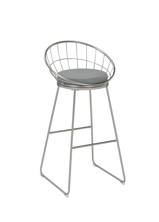 Glenbrook - Glenbrook Padded Seat Bar Stools Grey and Satin Nickel (Set of 2)