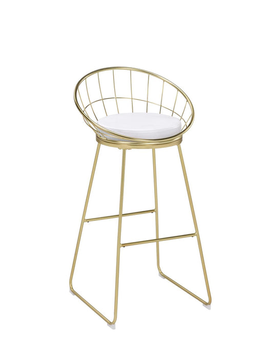 Glenbrook - Glenbrook Padded Seat Bar Stools White and Matte Brass (Set of 2)