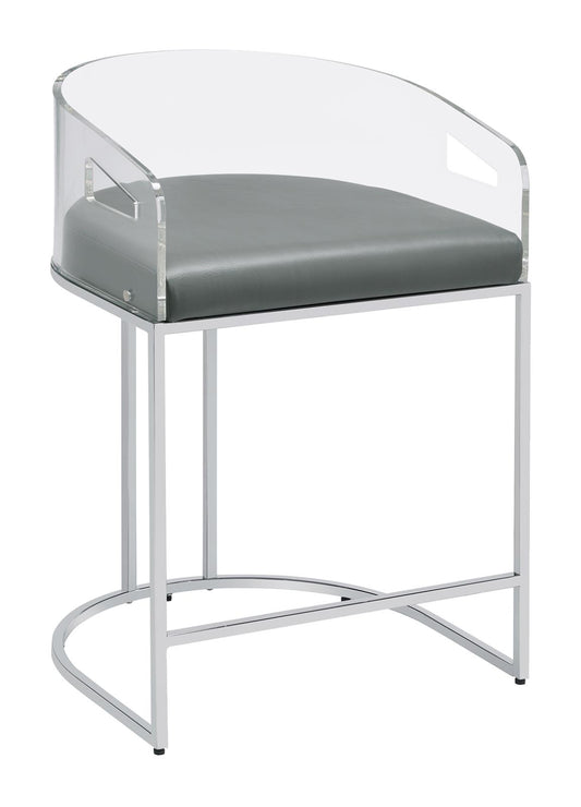 Thermosolis - Thermosolis Acrylic Back Counter Height Stools Grey and Chrome (Set of 2)