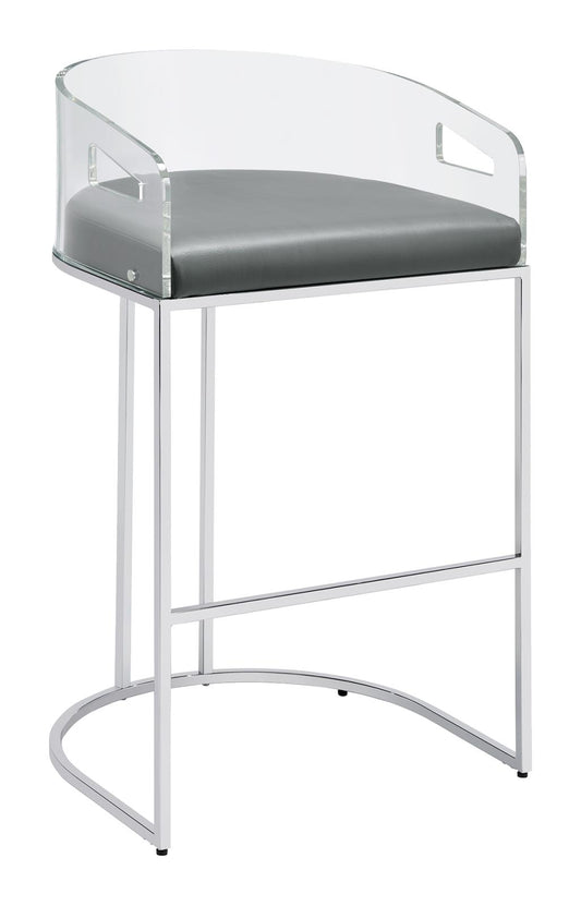Thermosolis - Thermosolis Acrylic Back Bar Stools Grey and Chrome (Set of 2)