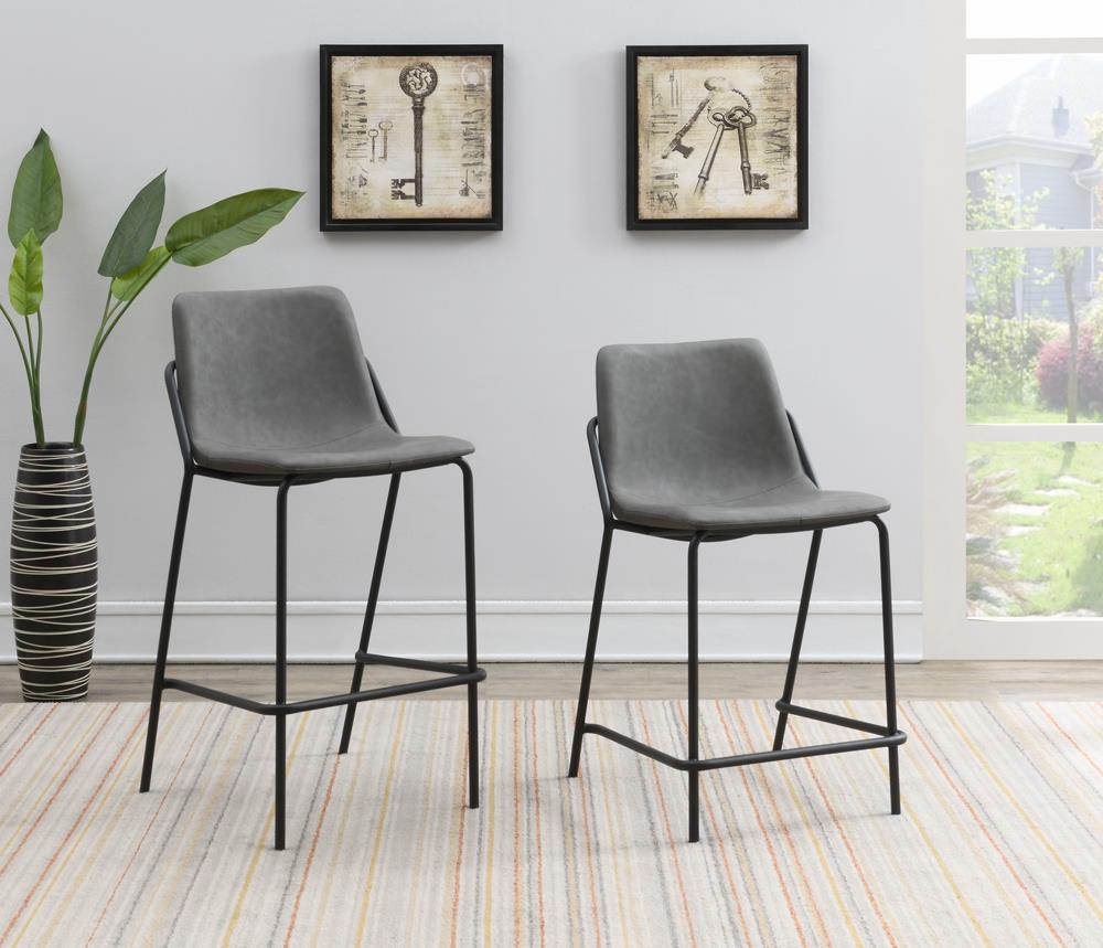 Earnest - Earnest Solid Back Upholstered Counter Height Stools Grey and Black (Set of 2)