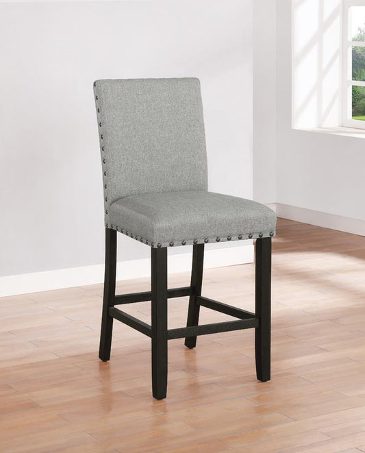 Kentfield - Kentfield Solid Back Upholstered Counter Height Stools Grey and Antique Noir (Set of 2)