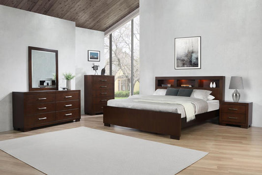 Jessica - Jessica Bedroom Set with Bookcase Headboard Cappuccino