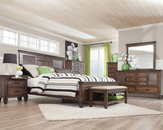 Franco - Franco 5-piece Eastern King Storage Bedroom Set Burnished Oak