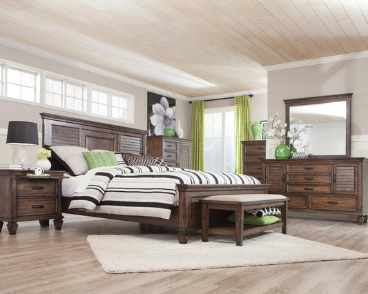 Franco - Franco 4-piece Queen Storage Bedroom Set Burnished Oak
