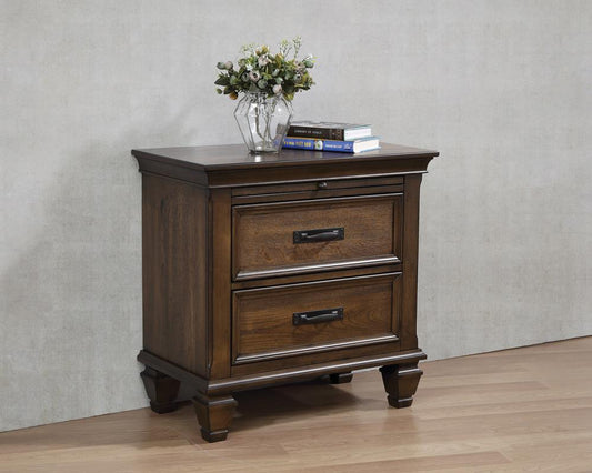 Franco - Franco 2-drawer Nightstand with Pull Out Tray Burnished Oak