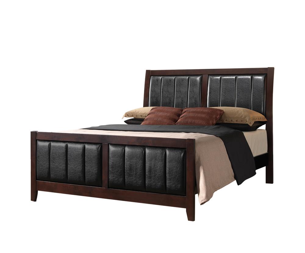 Carlton - Carlton Full Upholstered Panel Bed Cappuccino and Black