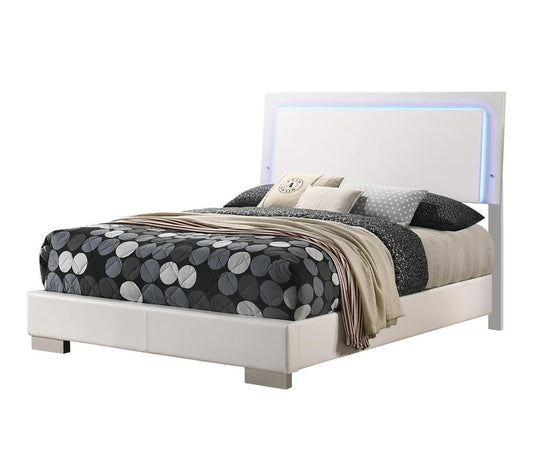 Felicity - Felicity Full Panel Bed with LED Lighting Glossy White