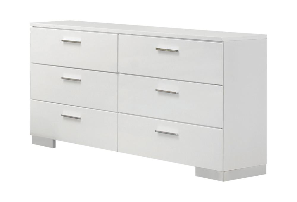 Felicity - Felicity 6-drawer Dresser Glossy White