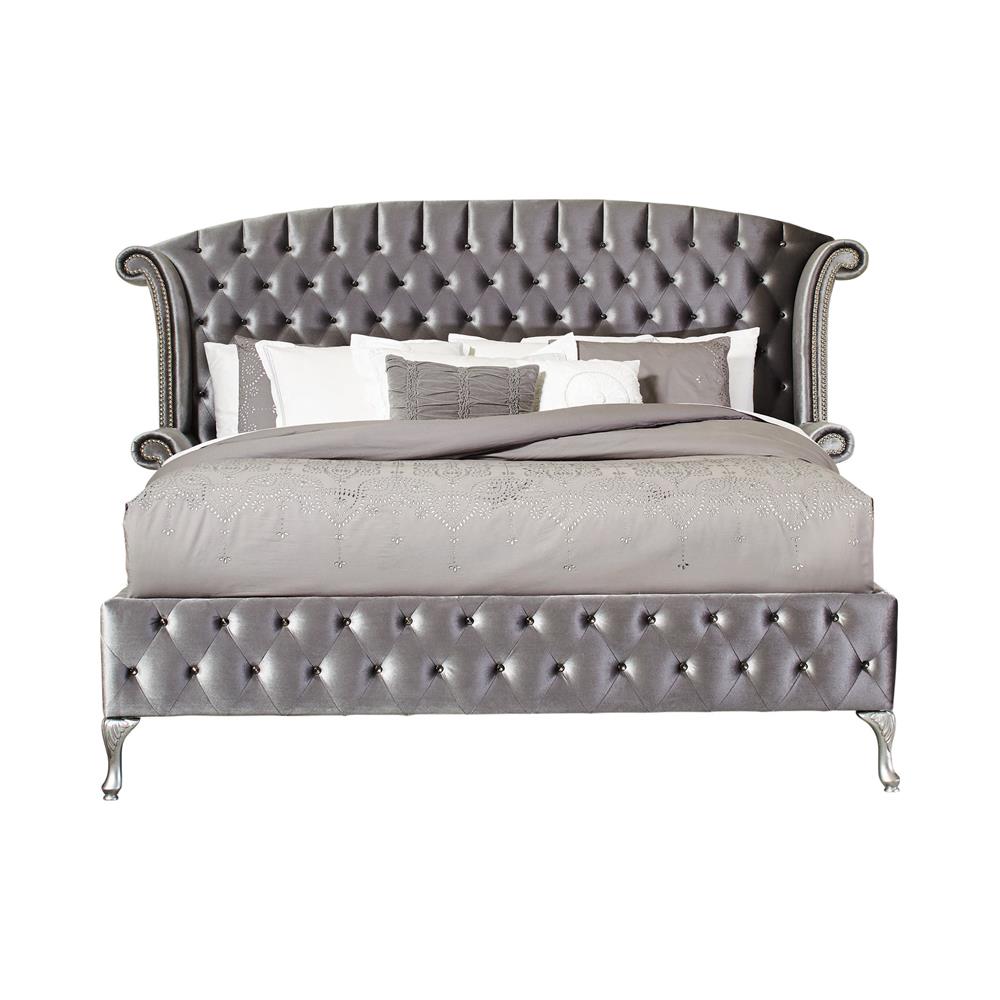 Deanna - Deanna California King Tufted Upholstered Bed Grey