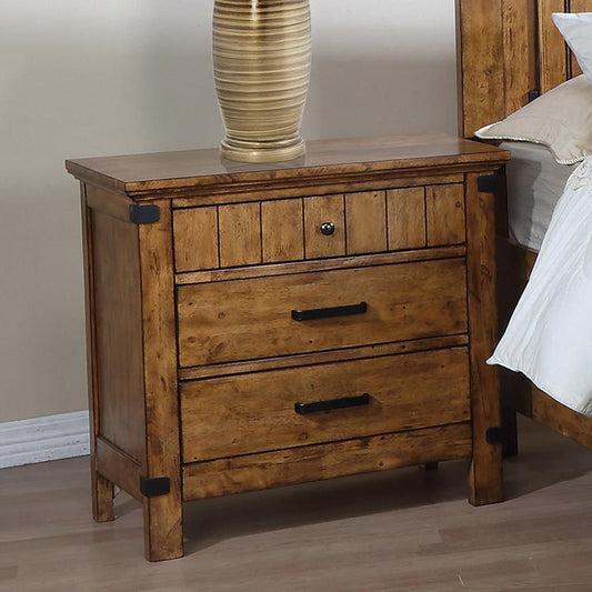 Brenner - Brenner 3-drawer Night Stand Rustic Honey