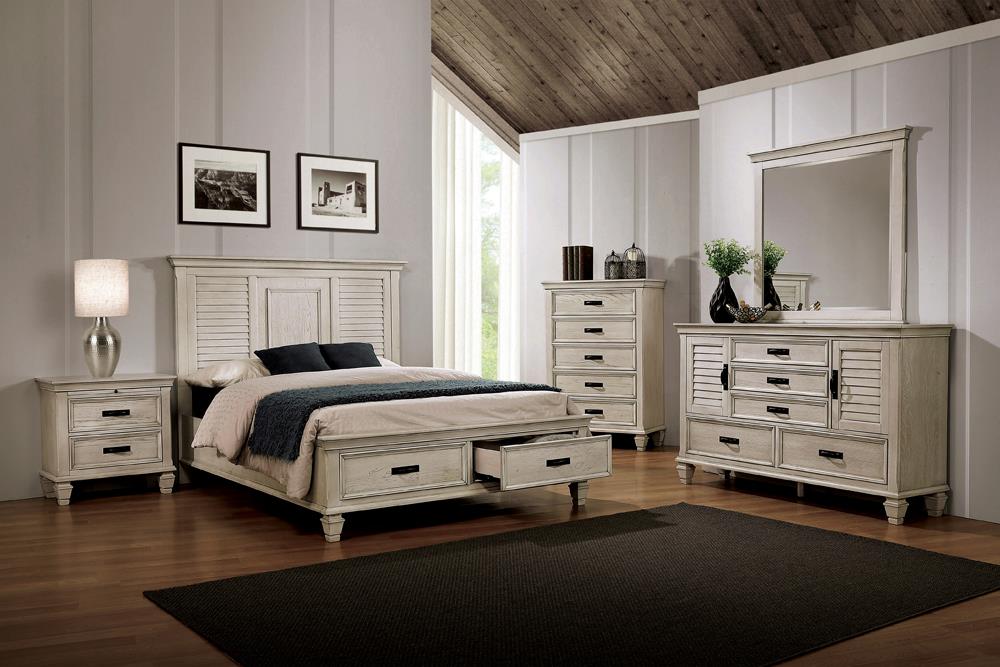 Franco - Franco 4-piece Queen Storage Bedroom Set Antique White