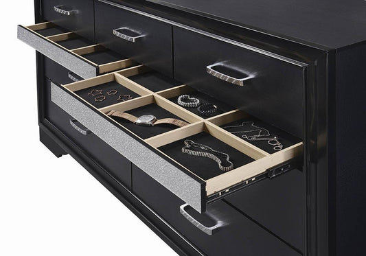 Miranda - Miranda 7-drawer Dresser Black and Rhinestone