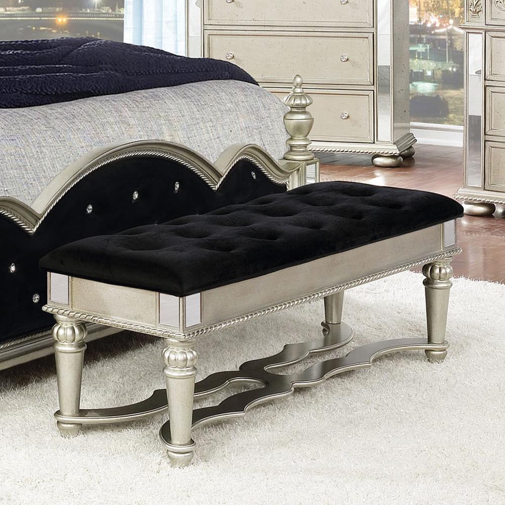 Heidi - Heidi Upholstered Bench Metallic Platinum
