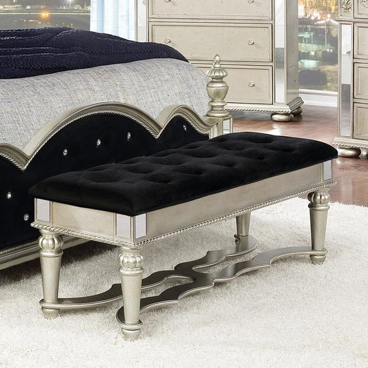 Heidi - Heidi Upholstered Bench Metallic Platinum