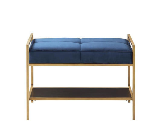 Maria - Upholstered Stool Navy Blue and Gold