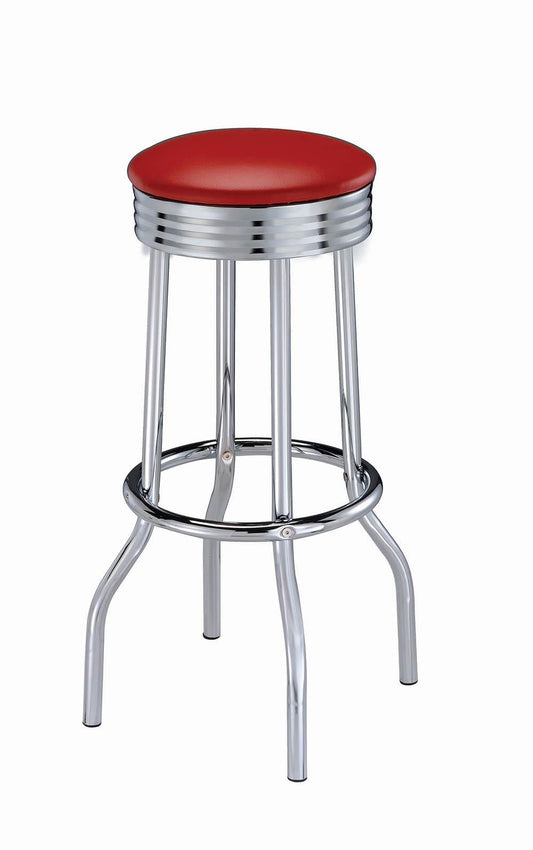 Hopkins - Hopkins Upholstered Top Bar Stools Red and Chrome (Set of 2)
