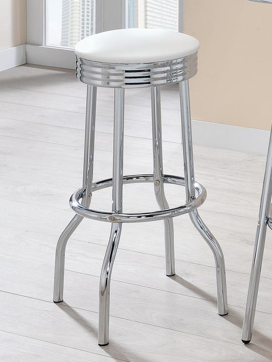 Theodore - Theodore Upholstered Top Bar Stools White and Chrome (Set of 2)