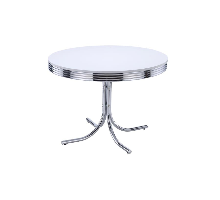 Retro - Retro Round Dining Table Glossy White and Chrome