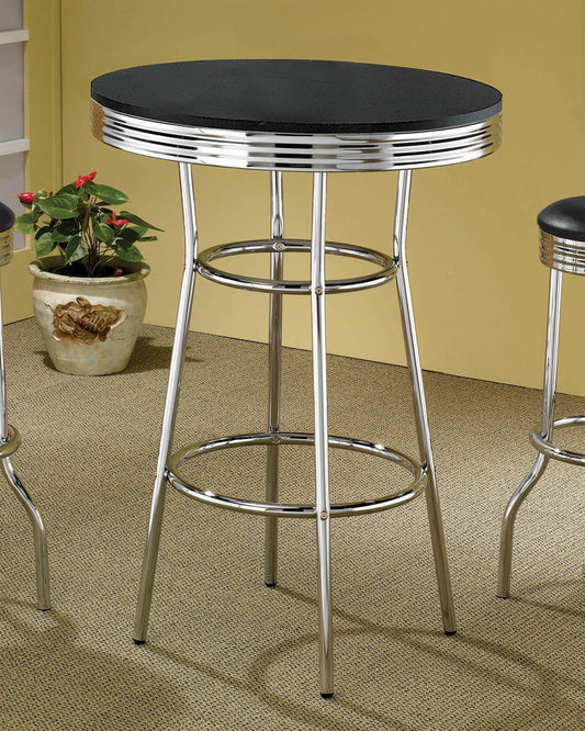 Theodore - Theodore Round Bar Table Black and Chrome