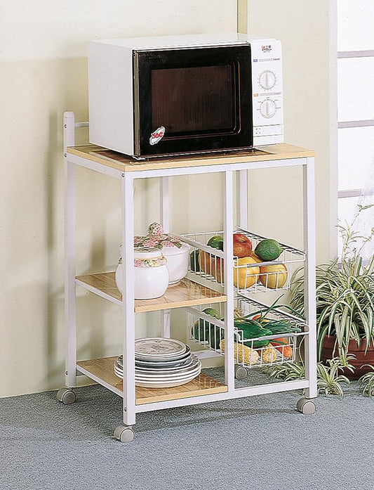 Kelvin - Kelvin 2-shelf Kitchen Cart Natural Brown and White