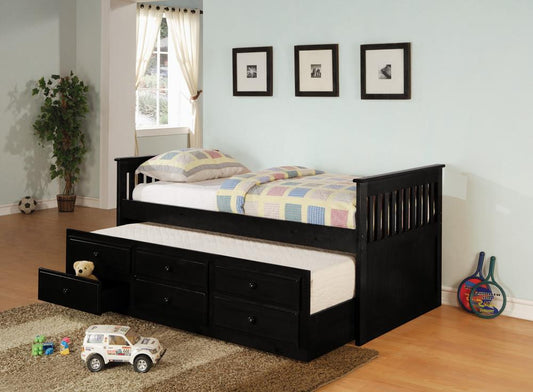 Rochford - Rochford Twin Captain's Daybed with Storage Trundle Black