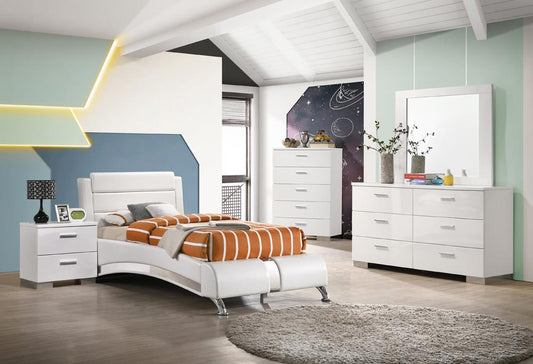 Jeremaine - Jeremaine Twin Upholstered Platform Bed Glossy White